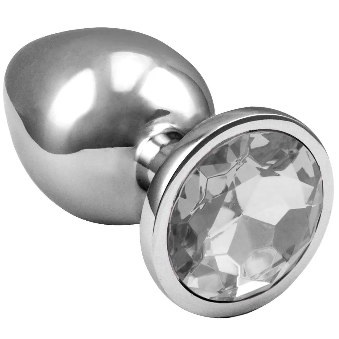 Plug Anal de Aço Inoxidável com Cristal Arredondado Sexy Import — Transparente