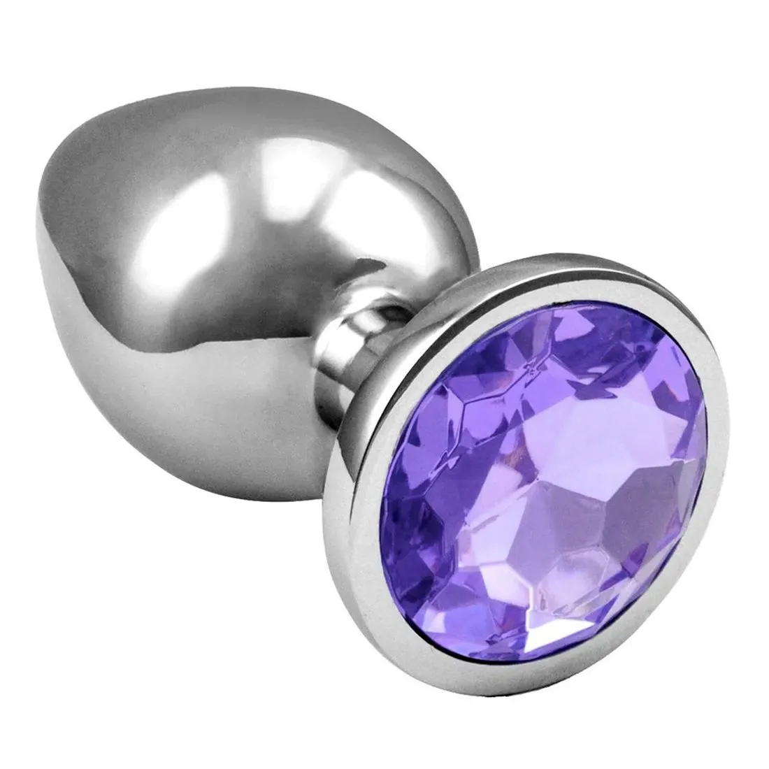 Plug Anal de Aço Inoxidável com Cristal Arredondado Sexy Import — Lilás