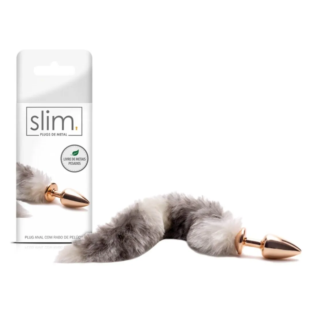 Plug Anal com Rabo Curto de Pelúcia Linha Slim