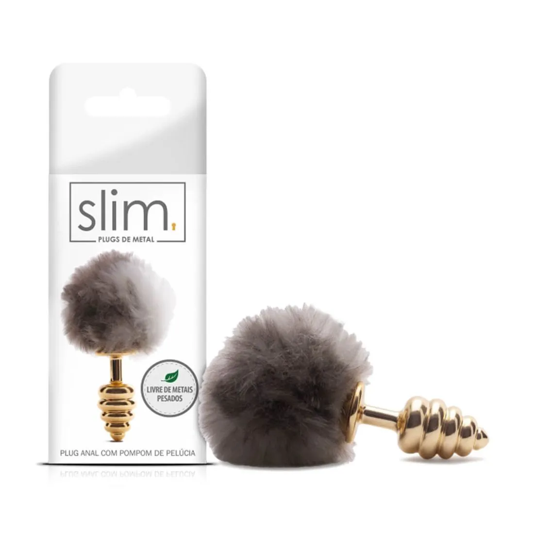 Plug Anal com Pompom de Pelúcia Linha Slim